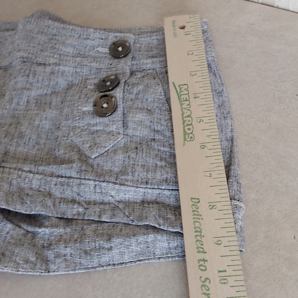 Express Shorts Womens 00 Black & White Linen, Button Front Shorties Beach Casual - Picture 9 of 11